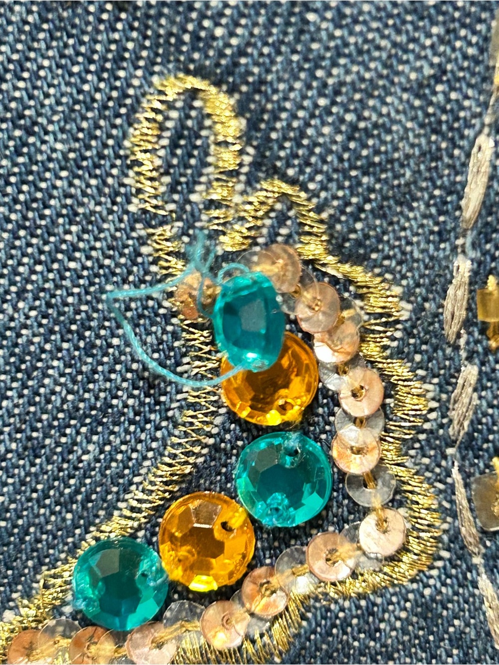 Lew Magram Collection women size 12 Blue Jeans with embellished jeweled details - Picture 4 of 7